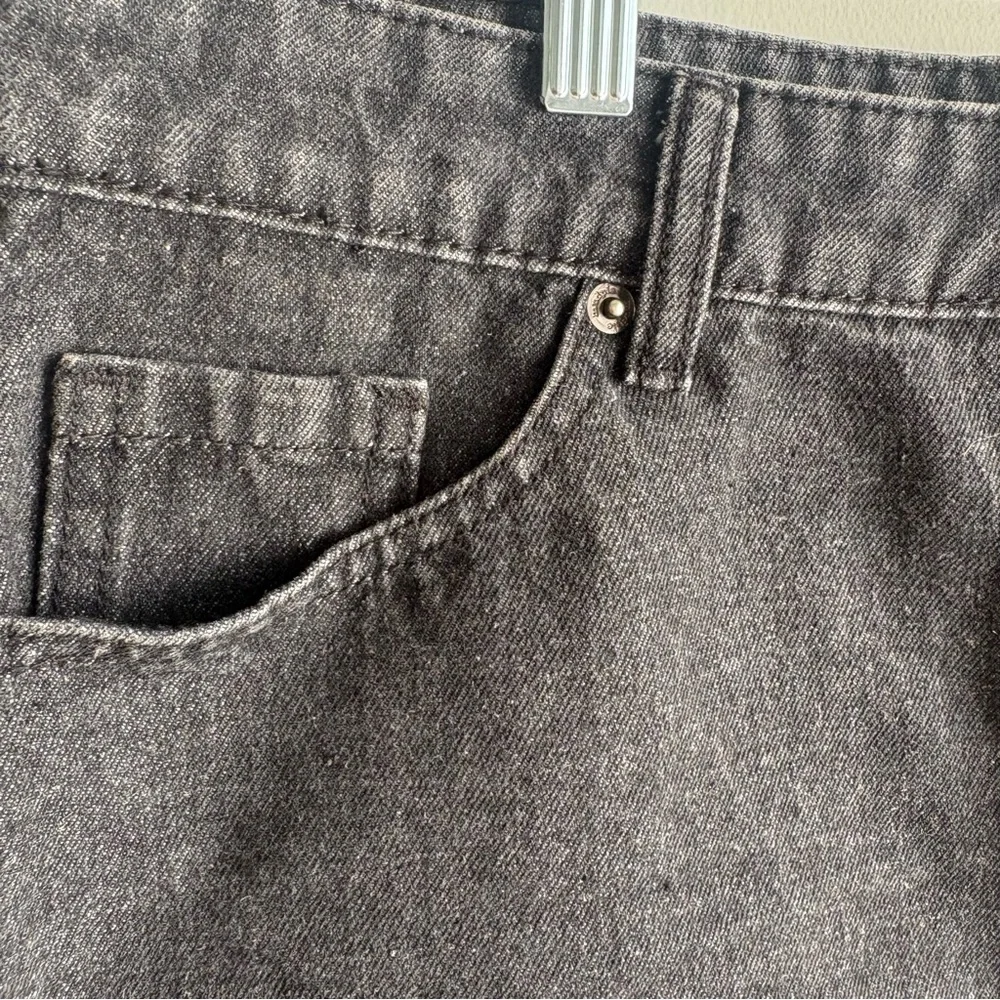 Mud Pie Black Denim Button‎ Front Mini Skirt Raw Hem Size Large
